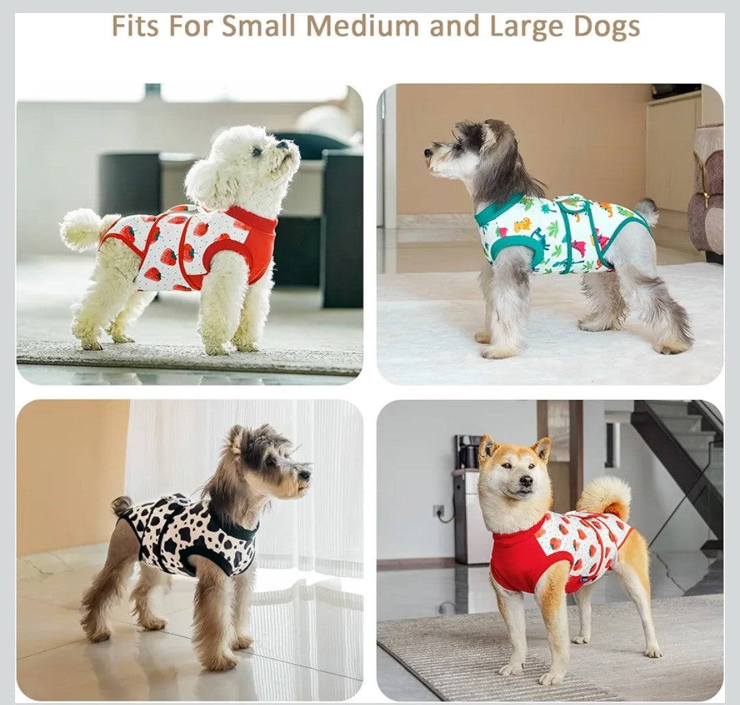 Dog Surgery Recovery Suit,Female Male Dog Onesie for Spay Neuter,Substitute E-Collar & Cone,Anti-Licking Breathable Onesie for Small Medium Large Dogs,Strawberry XL