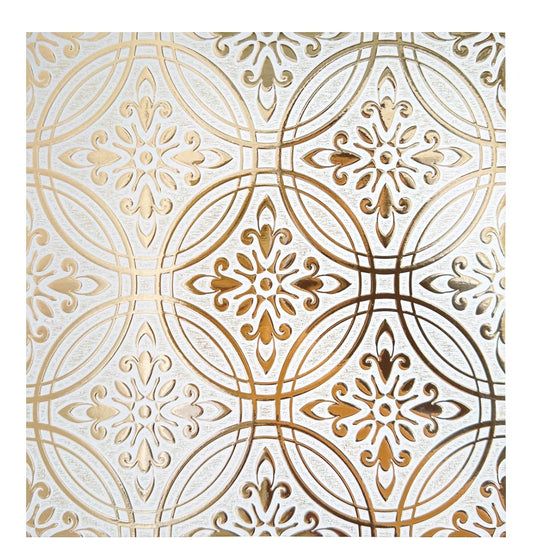 Main Street 24-Pack of 8 x 8" Wallpaper Tiles Peel and Stick Metallic Gold Pastel Painted Design. Kitchen Backsplash, Renter Friendly, Paper Tile in Self Stick for Your Home and DIY Project
