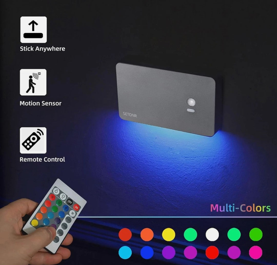 SETONR Smart Human Motion Sensor Night Light - Remote Control, 4 Mode LED Under