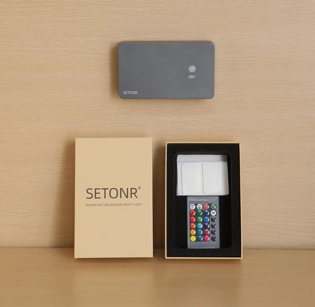 SETONR Smart Human Motion Sensor Night Light - Remote Control, 4 Mode LED Under
