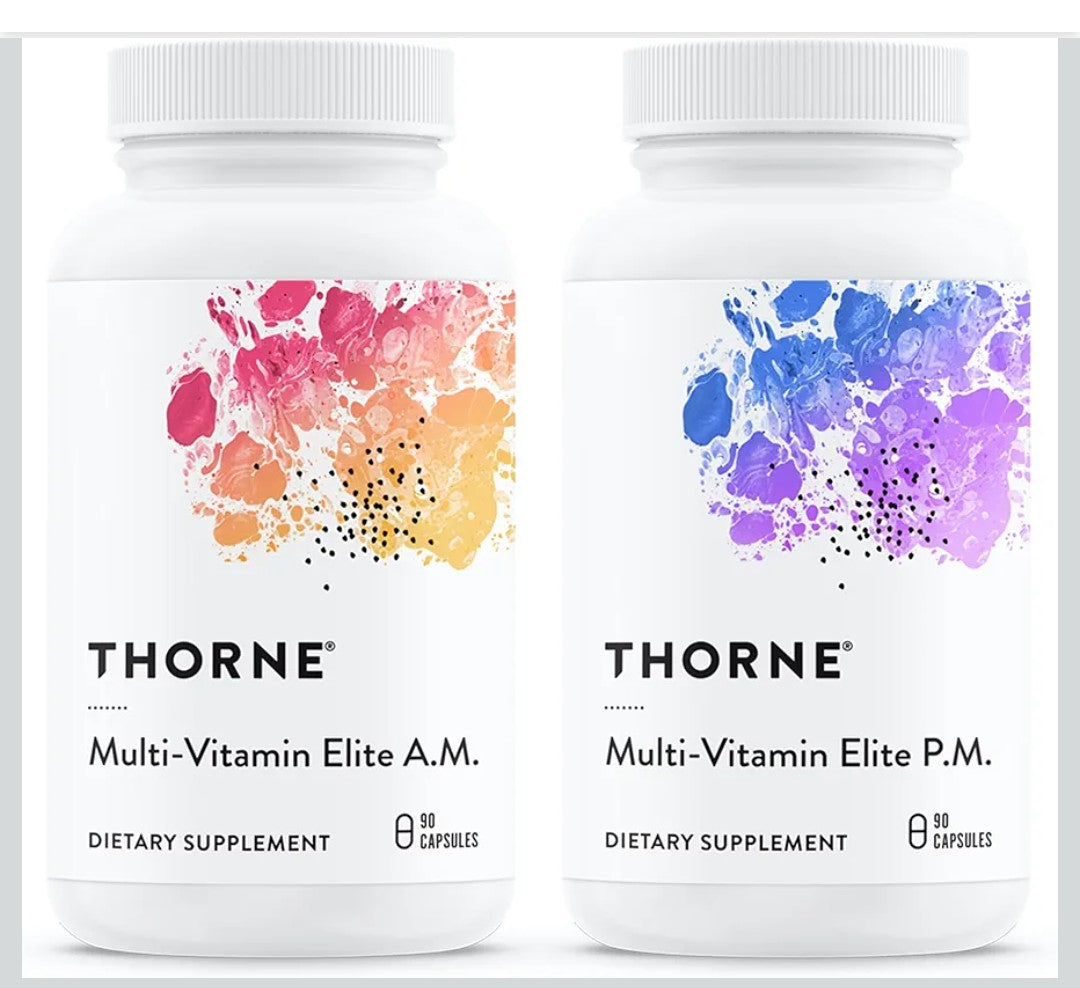 THORNE - Multi-Vitamin Elite - Daily Nutritional Supplement - AM Formula Supports Cellular Energy Production &PM Formula Supports Restful Sleep* - Gluten-Free, Dairy-Free - 180 Capsules - 30 Servings
