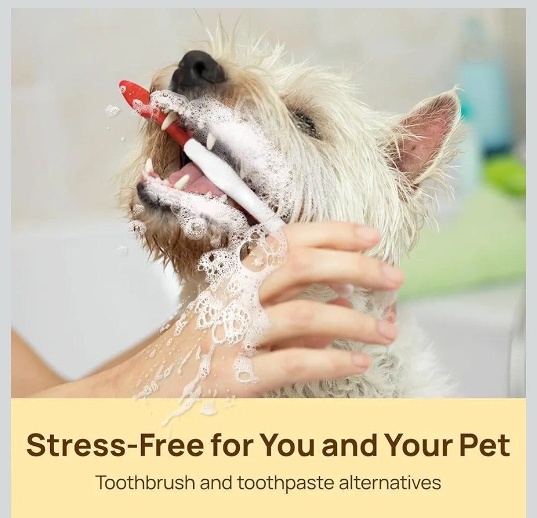 HICC Pet Teeth Cleaning Wipes for Dogs & Cats, Vet-Recommended Remove Bad Breath & Plaque & Tartar Buildup Dog Finger Toothbrush Wipes, Dog Tooth Brushing Kit Remove Stain & Gum Care for Small Animal