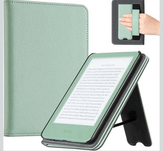 CoBak Case with Stand for for 6" Kindle (2024 & 2022, 11th Gen) – PU Leather Smart Cover with Auto Sleep/Wake & Hand Strap, Premium Protective Case for Kindle Basic,Sage Green
