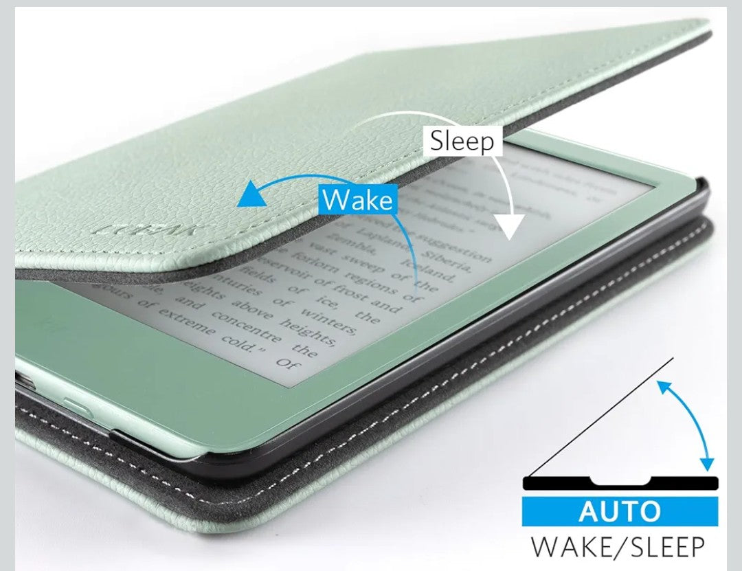CoBak Case with Stand for for 6" Kindle (2024 & 2022, 11th Gen) – PU Leather Smart Cover with Auto Sleep/Wake & Hand Strap, Premium Protective Case for Kindle Basic,Sage Green