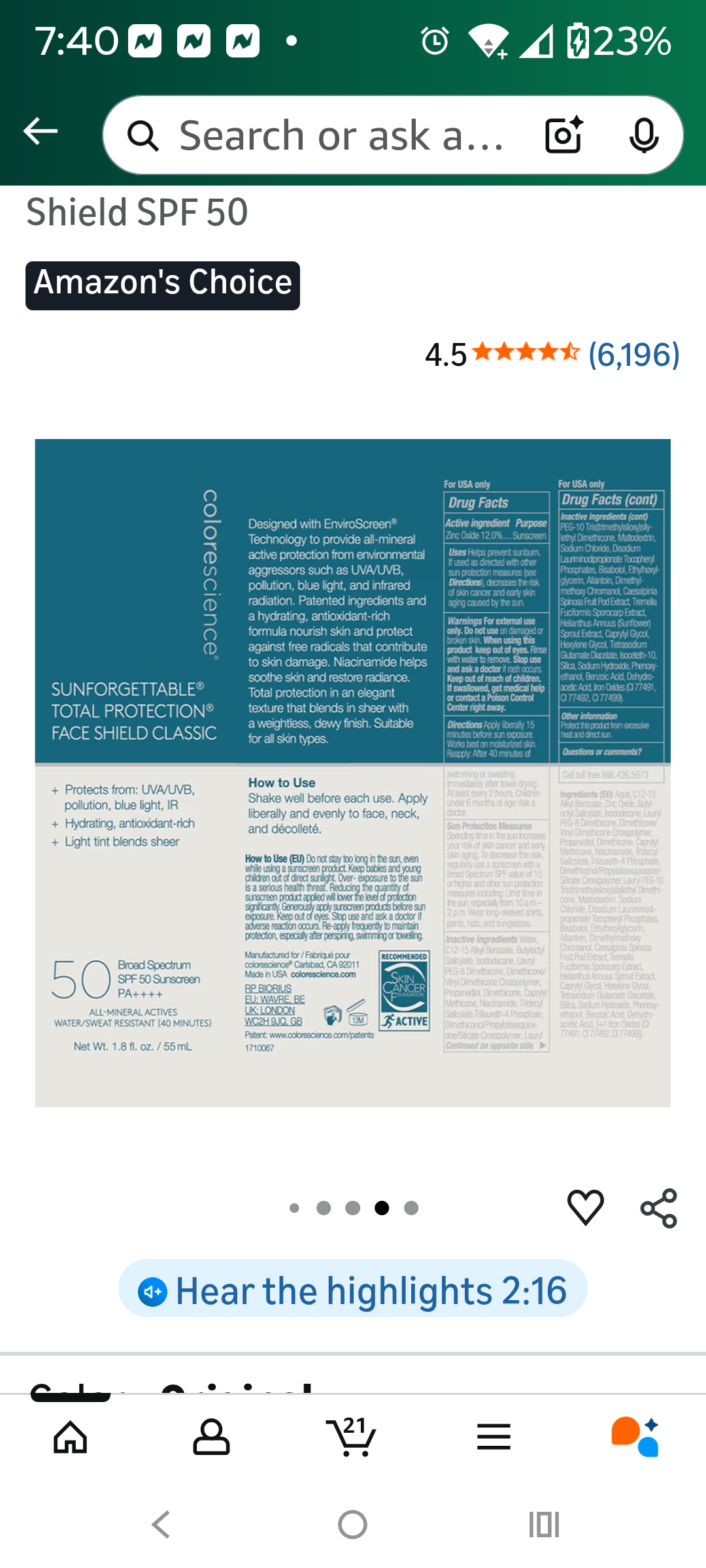 Colorescience Total Protection Face Shield SPF 50