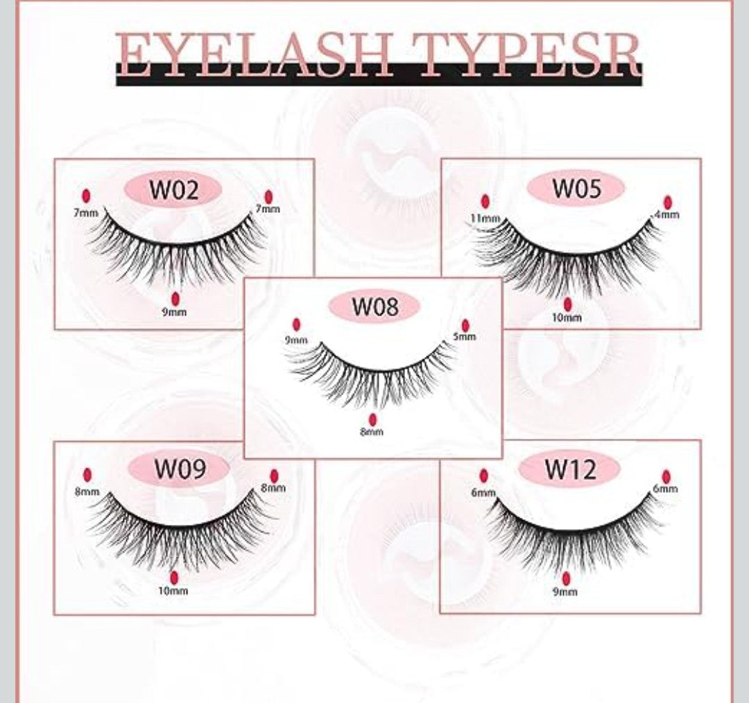 Self Adhesive Eyelashes,3D Dense Self Adhesive Lashes,Eyelashes Fluffy Natural Look No Glue Needed,Reusable False Lashes Wispy,48H Strong Hold,No Sticky Residue,Easy Put on (W08)