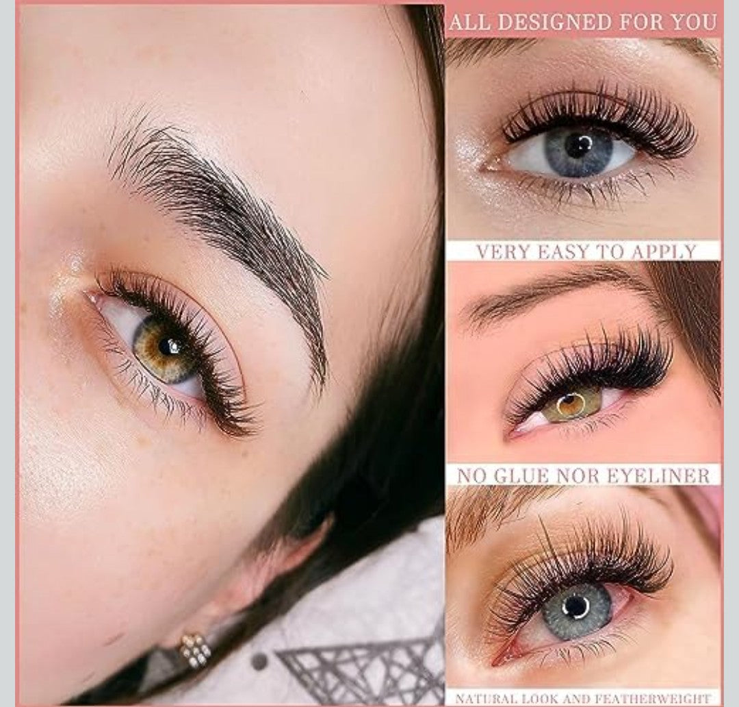 Self Adhesive Eyelashes,3D Dense Self Adhesive Lashes,Eyelashes Fluffy Natural Look No Glue Needed,Reusable False Lashes Wispy,48H Strong Hold,No Sticky Residue,Easy put on (Z03)