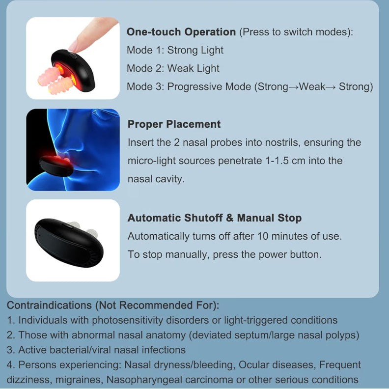 Cold Red Light Nasal Therapy Device, No More Colds Red Light Therapy for Nose