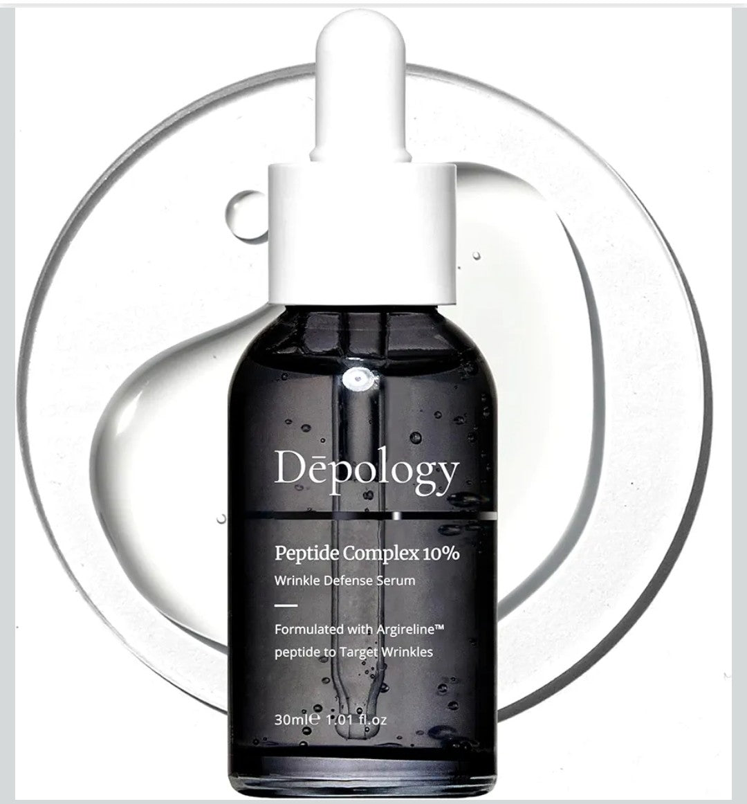 Depology Peptide Complex 10% Wrinkle Defense | Argireline™ Peptide Serum | Hydrating Face Serum Targets Dynamic Wrinkles | Vitamin C & Hyaluronic Acid Serum 1.01 fl oz