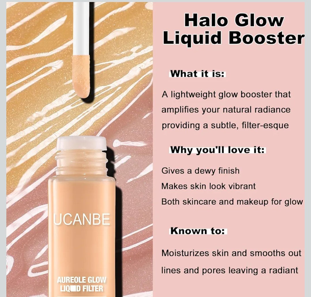 Halo Glow Liquid Filter, Vegan & Cruelty-Free Primer Complexion Radiance Booster for A Glowing, Soft-Focus Look, #05 Fair with Brush