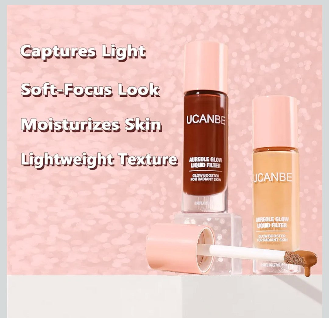 Halo Glow Liquid Filter, Vegan & Cruelty-Free Primer Complexion Radiance Booster for A Glowing, Soft-Focus Look, #05 Fair with Brush