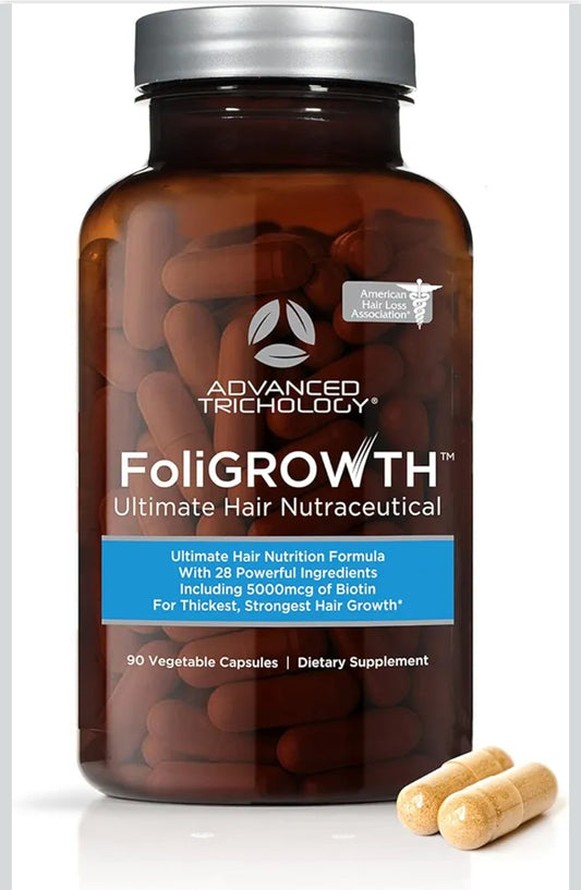Advanced Trichology FoliGROWTH™ Hair Growth Supplement for Thicker Fuller Hair | Approved* by the American Hair Loss Association | Revitalize Thinning Hair - 90 Count (Pack of 1)