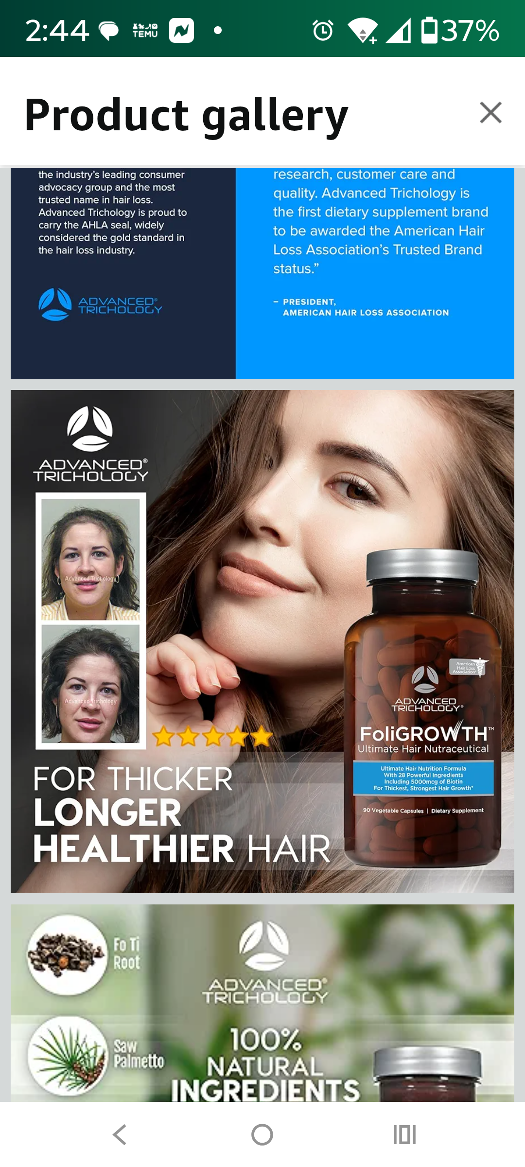 Advanced Trichology FoliGROWTH™ Hair Growth Supplement for Thicker Fuller Hair | Approved* by the American Hair Loss Association | Revitalize Thinning Hair - 90 Count (Pack of 1)
