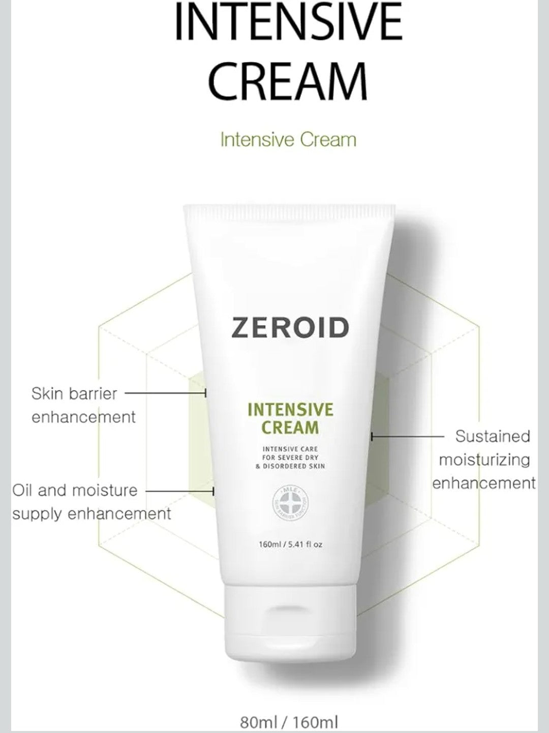 ZEROID Intensive Cream Korean Dermocosmetic Intensive Care for Severe Dry & Disordered Skin (80 mL)