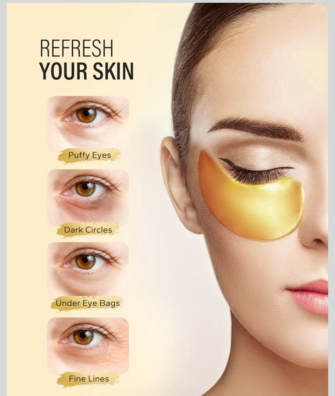 24k Gold Under Eye Patches (15 Pairs), eye mask, Collagen Skin Care Products, Eye Patches for Puffy Eyes, eye masks for dark circles and puffiness