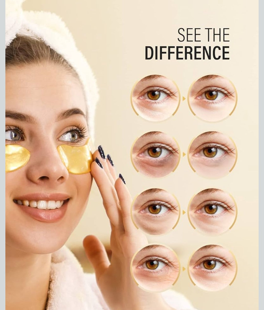 24k Gold Under Eye Patches (15 Pairs), eye mask, Collagen Skin Care Products, Eye Patches for Puffy Eyes, eye masks for dark circles and puffiness