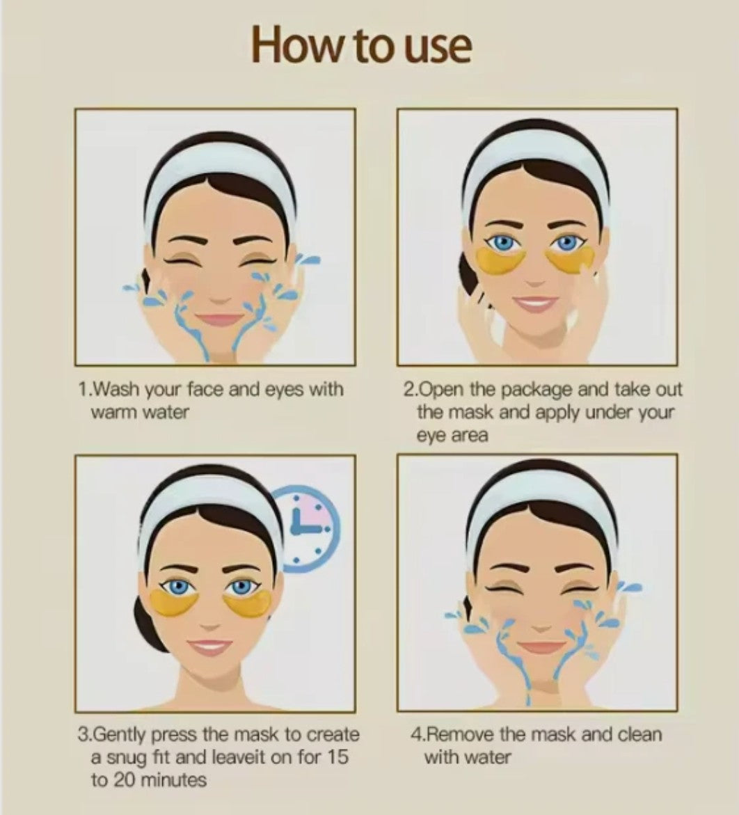 30 Pack 24k Gold Crystal Collagen Eye Mask Wrinkle Anti Aging Dark Circle Pad