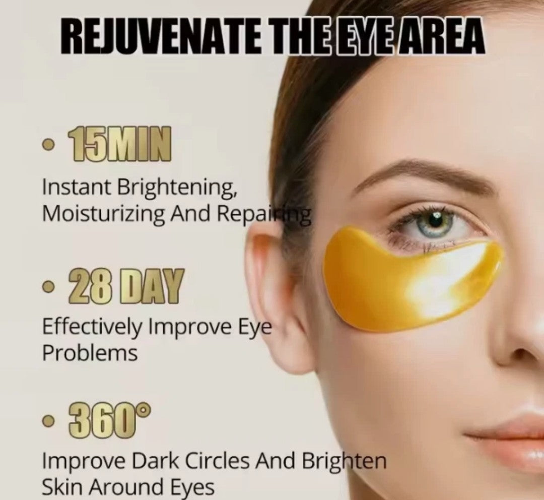 30 Pack 24k Gold Crystal Collagen Eye Mask Wrinkle Anti Aging Dark Circle Pad