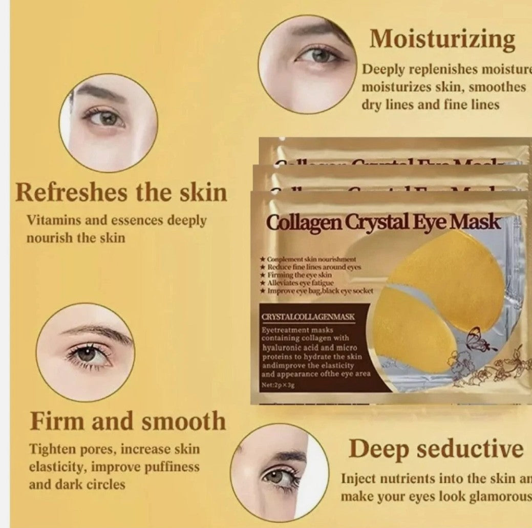 30 Pack 24k Gold Crystal Collagen Eye Mask Wrinkle Anti Aging Dark Circle Pad