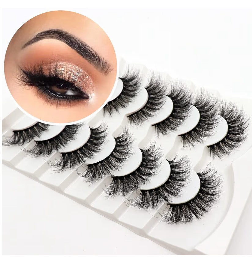 Veleasha False Eyelashes Wispy Faux Mink Lashes Fluffy Handmade Fake Eyelashes Natural Look 7 Pairs Pack Luxury Cat Eye Lashes (804)