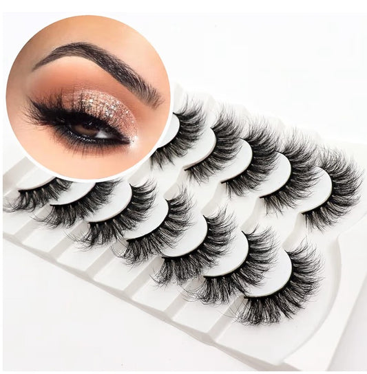 Veleasha False Eyelashes Wispy Faux Mink Lashes Fluffy Handmade Fake Eyelashes Natural Look 7 Pairs Pack Luxury Cat Eye Lashes (804)