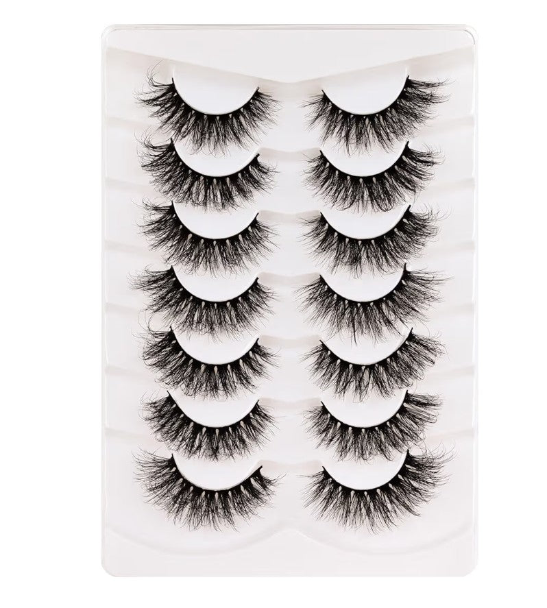 Veleasha False Eyelashes Wispy Faux Mink Lashes Fluffy Handmade Fake Eyelashes Natural Look 7 Pairs Pack Luxury Cat Eye Lashes (804)