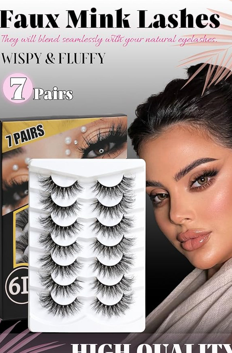 Veleasha False Eyelashes Wispy Faux Mink Lashes Fluffy Handmade Fake Eyelashes Natural Look 7 Pairs Pack Luxury Cat Eye Lashes (804)