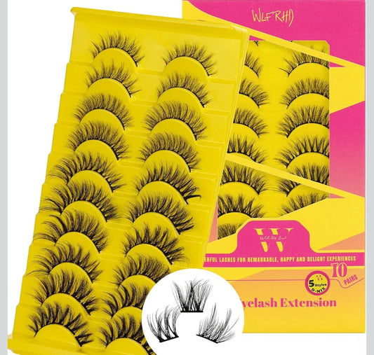 Lash Clusters D Curl Diy Lash Extensions Cluster Lashes 12-14mm Length Eyelash Clusters Wispy Reusable Soft Natural Individual Lashes Cluster Thin Band For Makeup at Home by WLFRHD(D-Mixed 10-16mm)