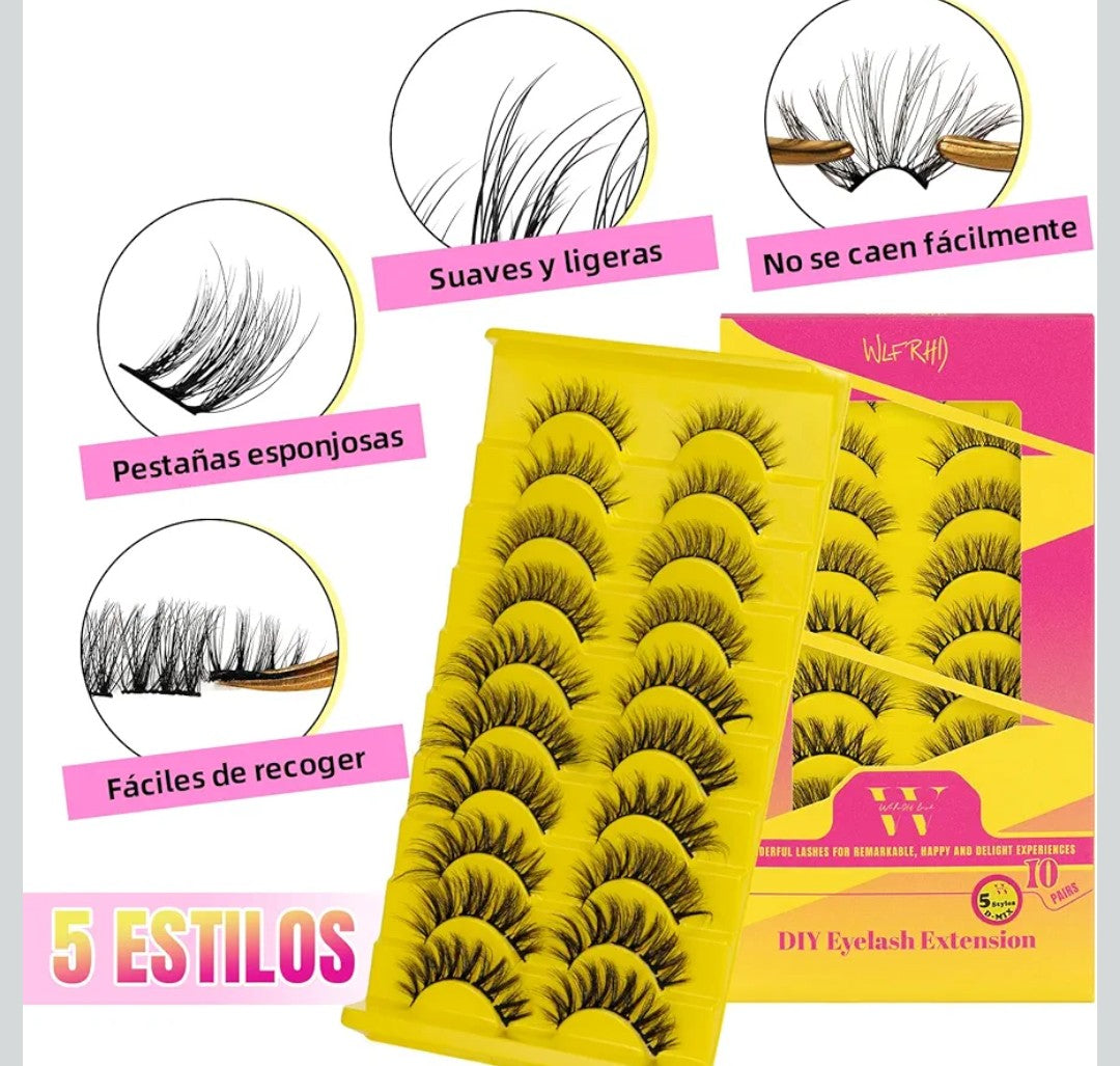 Lash Clusters D Curl Diy Lash Extensions Cluster Lashes 12-14mm Length Eyelash Clusters Wispy Reusable Soft Natural Individual Lashes Cluster Thin Band For Makeup at Home by WLFRHD(D-Mixed 10-16mm)