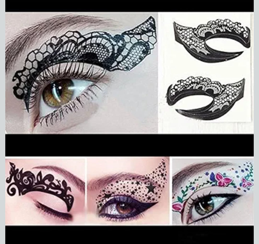 Halloween Temporary Eye Tattoo Makeup Transfer Stickers - 20pcs / 10 Pairs - Party Lace Stickers for Face
