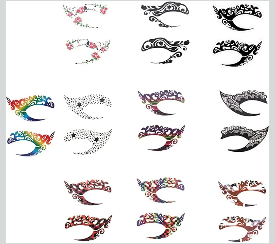 Halloween Temporary Eye Tattoo Makeup Transfer Stickers - 20pcs / 10 Pairs - Party Lace Stickers for Face