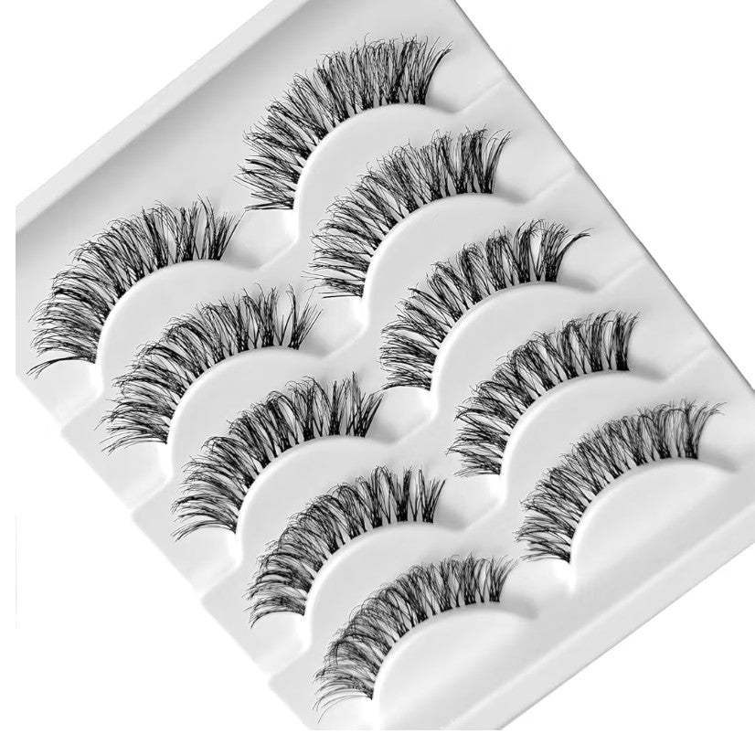 KSYOO Lashes Wispy Natural False Eyelashes Cat Eye Lash Strips Soft Fake Eyelash D Curl Strip Lashes Lightweight Wispy Eyelashes Thin Clear Band Comfortable with Natural Looking