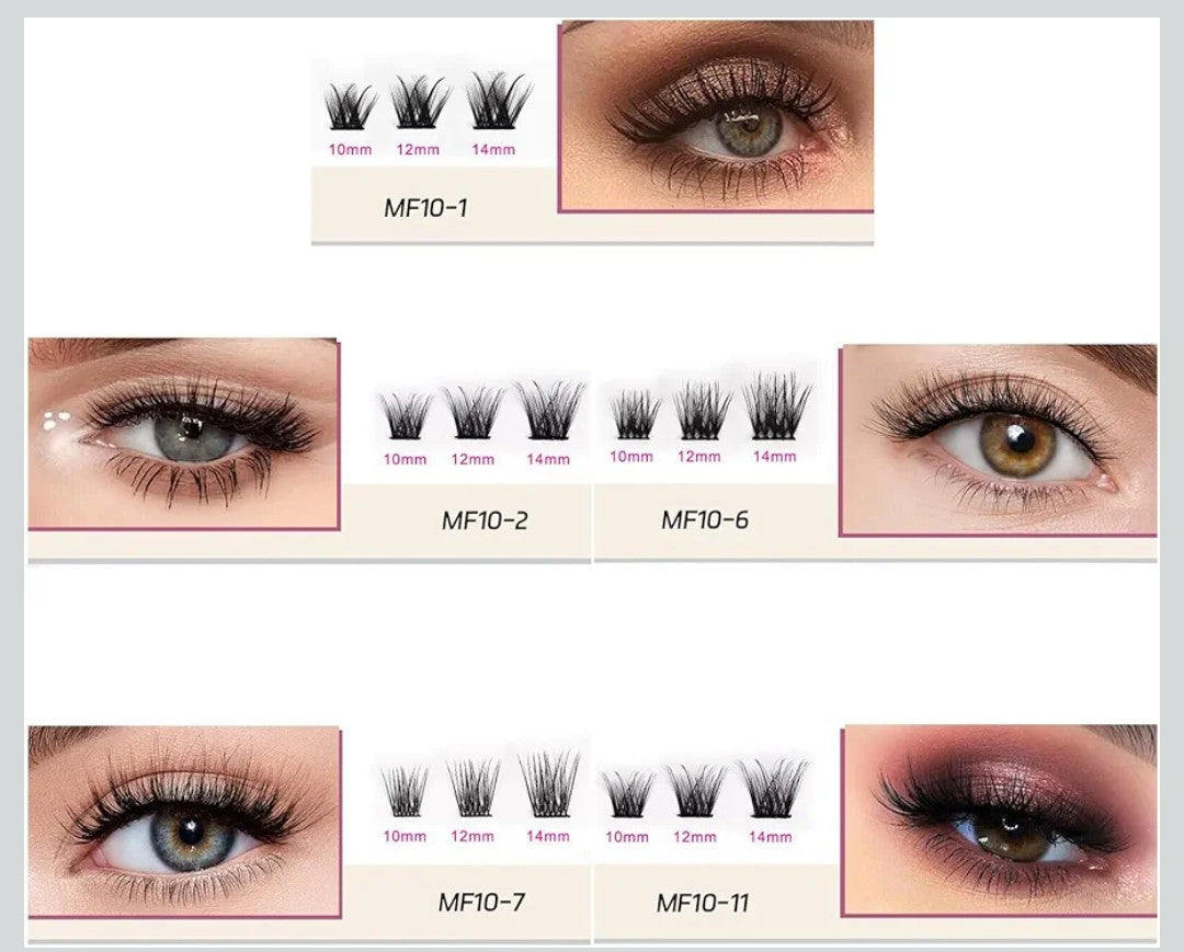 Yosoo Cluster SelfAdhesive False Eyelashes, 30 Clusters 10/12/14mm With Tweezers,Looking Lash Extensions for Women, No Glue Needed, Long Lasting Wear, Faux Eyelashes for Full (MF10-1)
