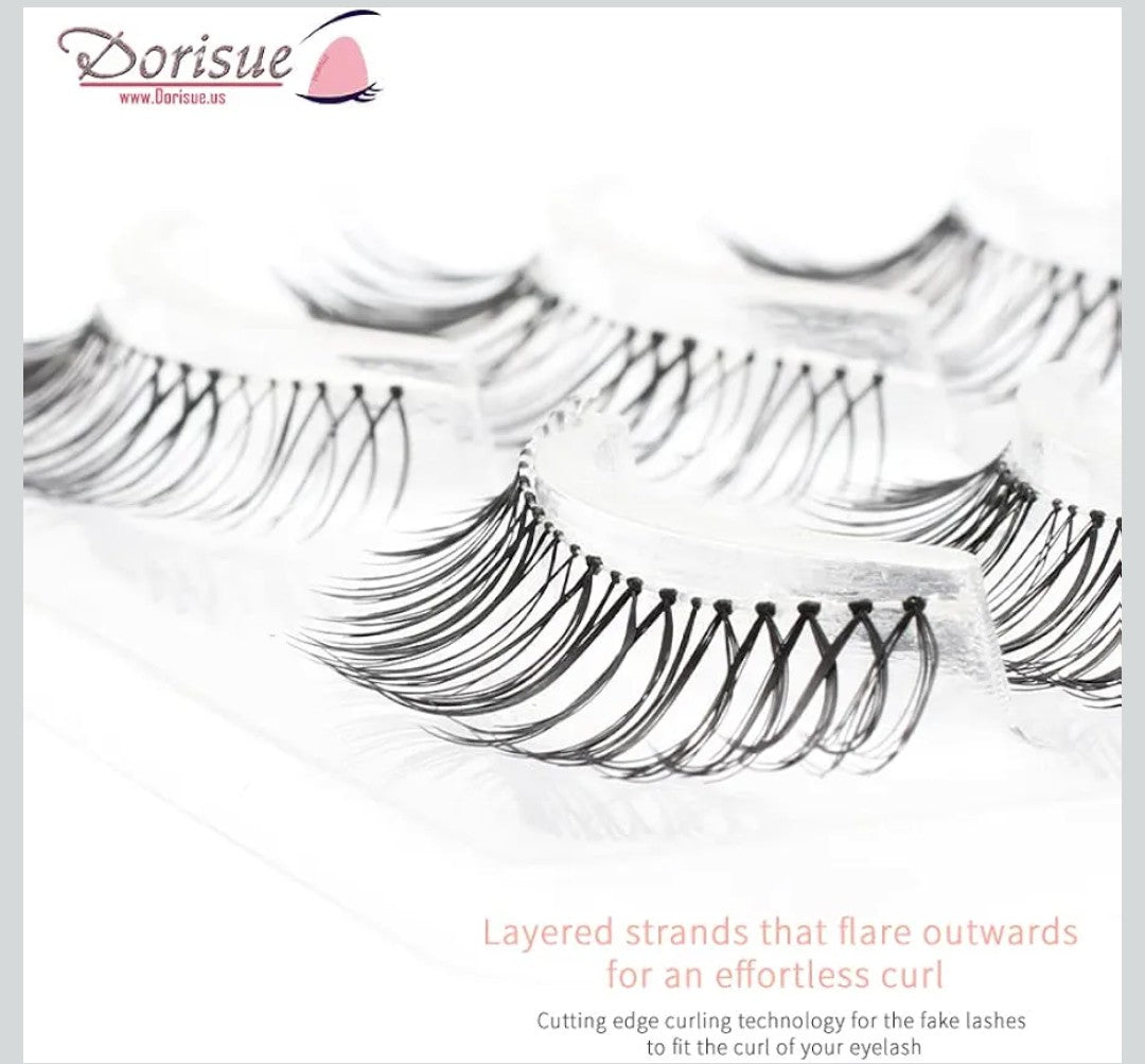 Cat Eye False Lashes - Long Wispy Eyelashes for Dating Makeup, Outer Corner Dramatic Volume 5-12mm, 4 Pairs (E2)