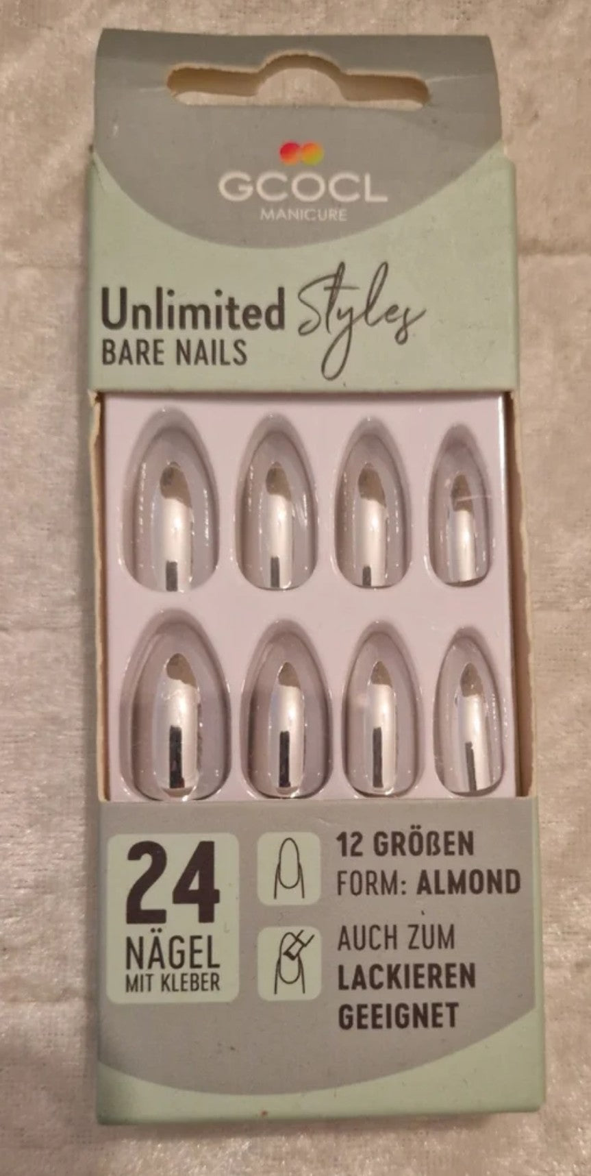 24Pieces Press On Nails Chrome Coffin Full Cover Nail Tips Reusable Aurora Artificial Nails Fake Nails for Nail Art