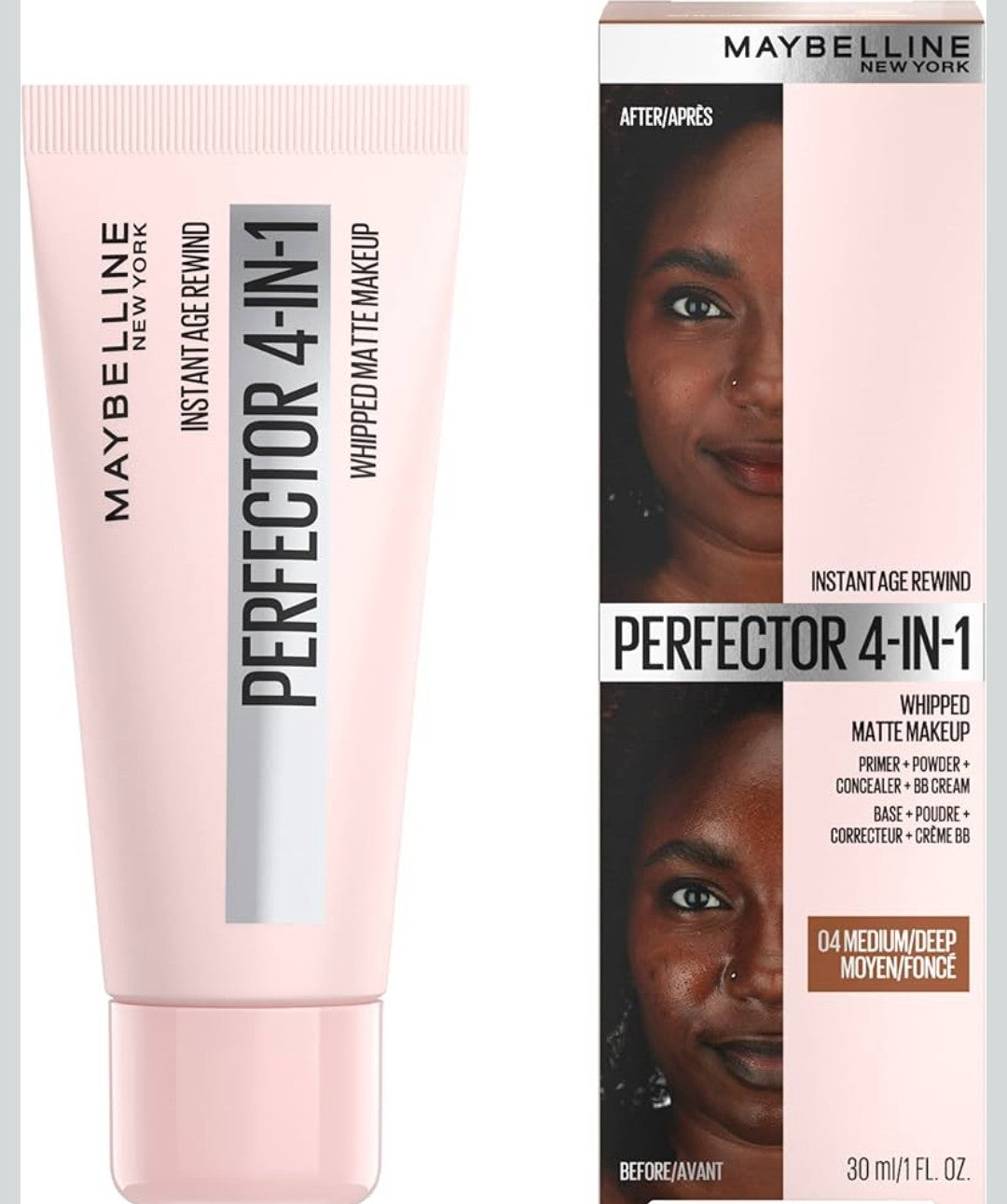 Maybelline Instant Age Rewind Matte Makeup, 04 Medium/Deep, 1 Count 4-In-1, Instant Perfector
