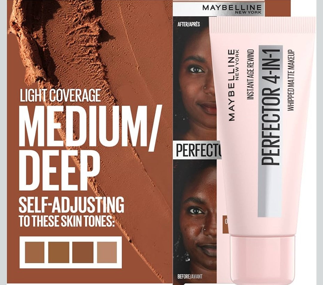 Maybelline Instant Age Rewind Matte Makeup, 04 Medium/Deep, 1 Count 4-In-1, Instant Perfector