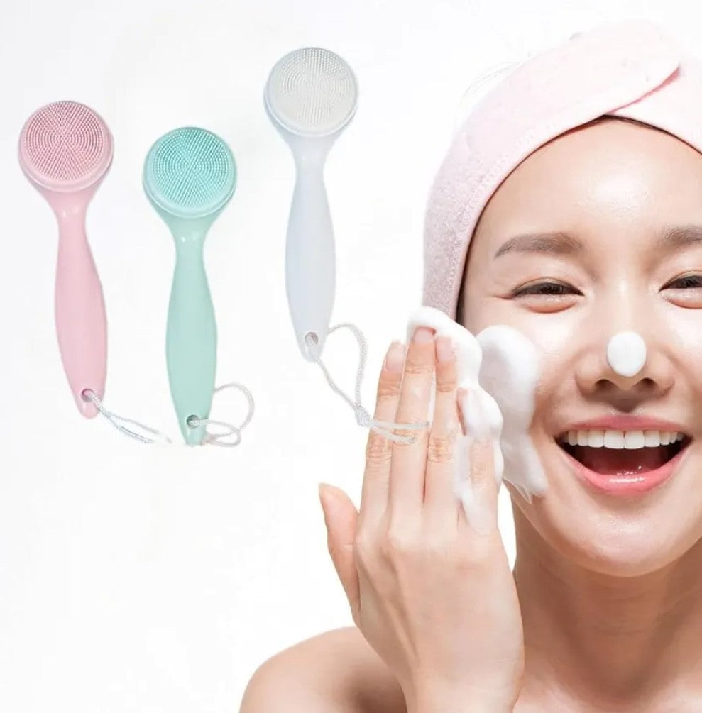 3PCS Silicone Manual Facial Cleansing Brush, Skin Friendly Soft Bristles Waterproof Face Scrubber Exfoliating Brush