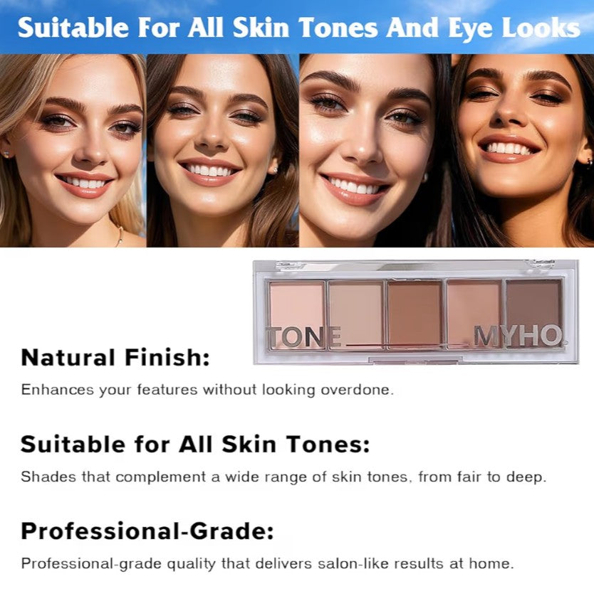 Neutral Naked Brown Eyeshadow Palette - 5 Colors Nude Brown Tones, Velvety Matte, Long-Lasting & Waterproof for Natural Everyday Looks (01#)
