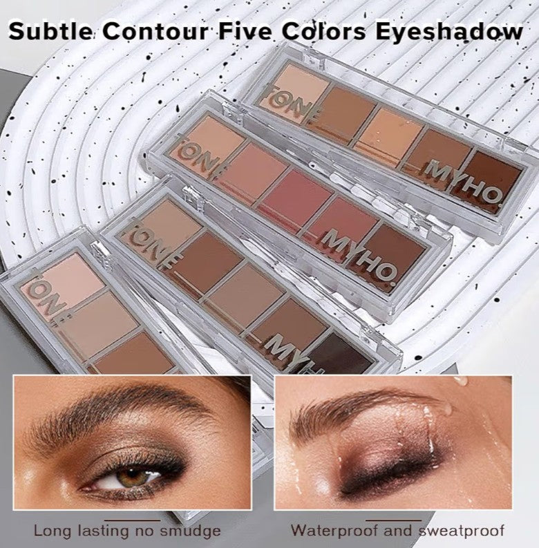 Neutral Naked Brown Eyeshadow Palette - 5 Colors Nude Brown Tones, Velvety Matte, Long-Lasting & Waterproof for Natural Everyday Looks (01#)