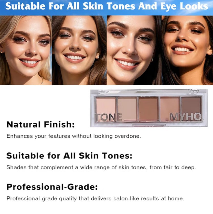 Neutral Naked Brown Eyeshadow Palette - 5 Colors Nude Brown Tones, Velvety Matte, Long-Lasting & Waterproof for Natural Everyday Looks (01#)