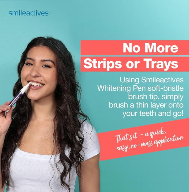 Smileactives Teeth Whitening Pen for White Smile, Fast Tooth Whitener and Stain Remover with Precision Brush Tip, Dental Quality Whitening Gel, Travel Pen, Easy to Use, Ultra Mint Flavor, 3 Pack
