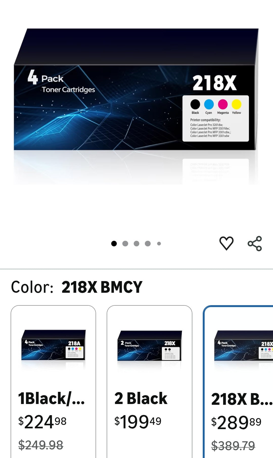 218X Toner Cartridges for Laser Jet Pro 3301sdw 3301fdw with Chip Compatible with HP 218X 218A Color Laser Jet Pro 3201dw MFP 3301sdw 3301fdw 3301cdw Printer W2180X Toner (Black Cyan Yellow Magenta)