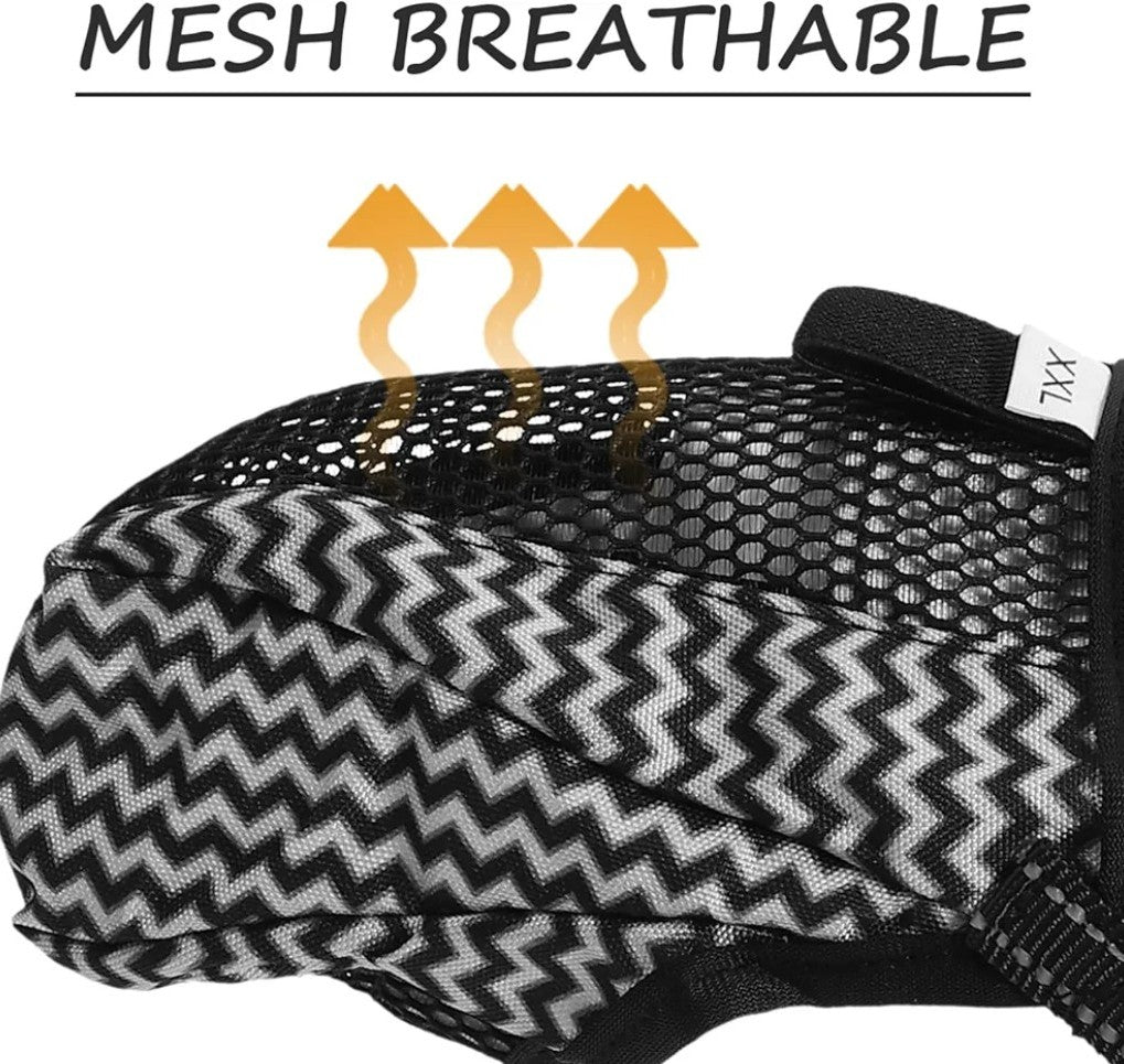 Barking Dog Muzzle for Medium to Large Breeds Breathable Mesh Dog Mouth Cover for Chewing and Barking Control and Comfortable Design Gray Stripes XXL