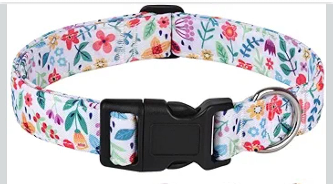 Dog Collar, Adjustable Dog Collar for Small Medium Large Dogs, Cute Puppy Collar for Boy and Girl Dogs, Cute Design for Boys Girls Male Female Dog Pet Collar(Floral,L)