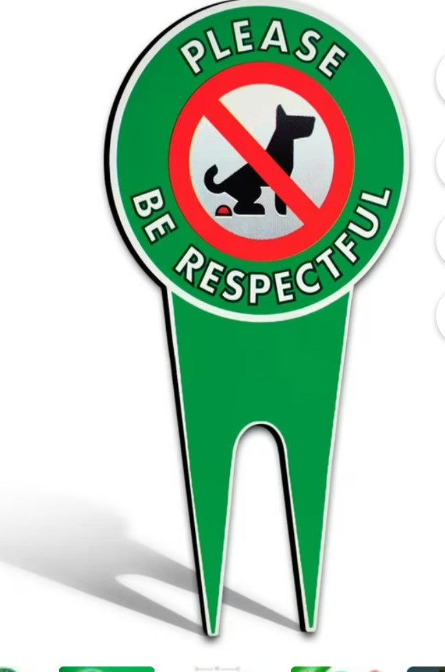 Signs Authority No Pooping Dog Yard Sign | 6"x12" Aluminum | Please Be Respectful | Metal Outdoor
