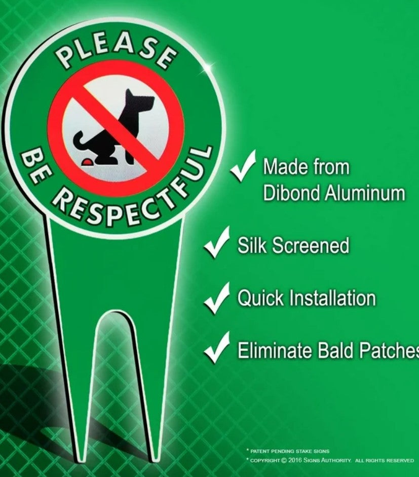 Signs Authority No Pooping Dog Yard Sign | 6"x12" Aluminum | Please Be Respectful | Metal Outdoor