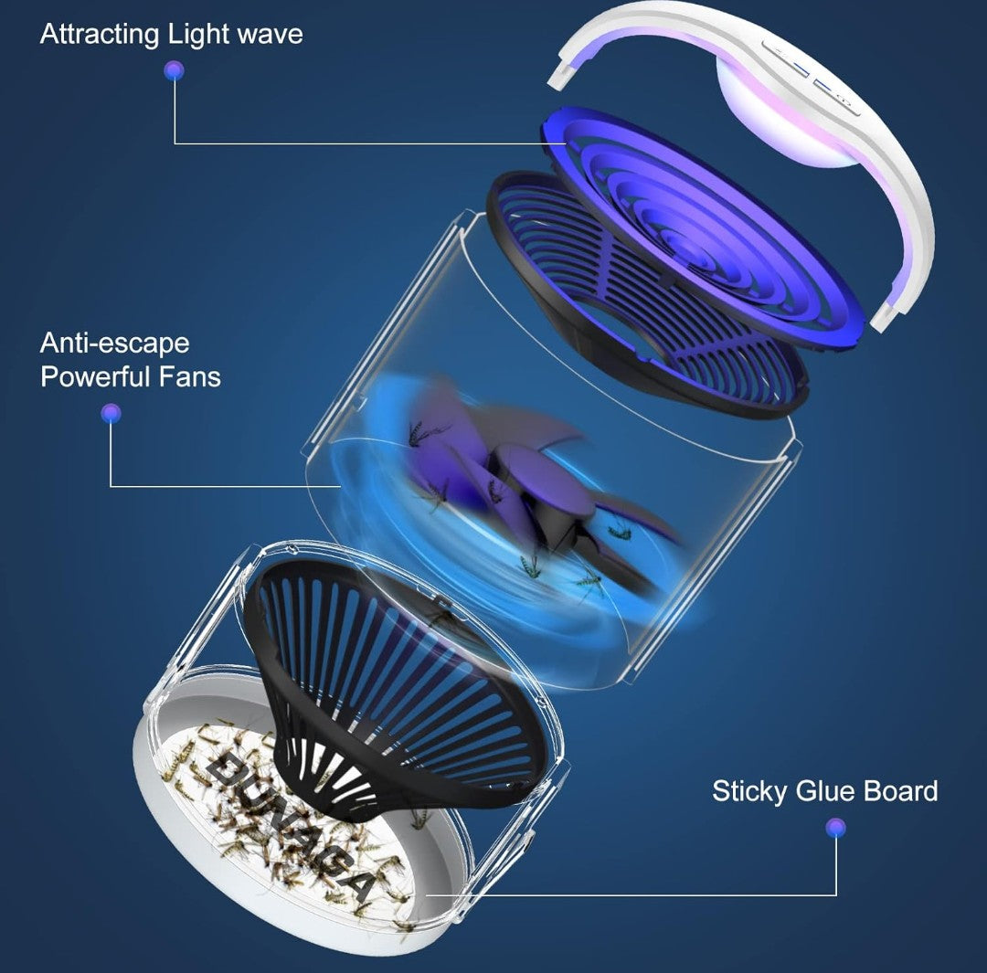 Fly Traps, Fruit Fly Trap Indoor, Gnat Traps, Bug Zapper Indoor,Mosquito Traps with 10 Sticky Glue Boards, White