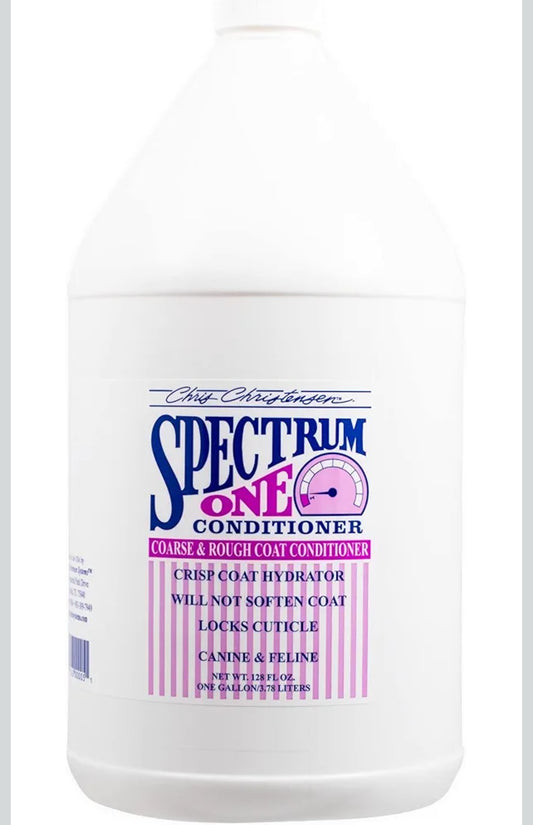 Chris Christensen Spectrum One Ultra Concentrated Dog Conditioner, Makes up to 8 Bottles, Groom Like a Professional, Maintains Inner Cortex Hydration, Coarse and Rough Coat, Made in The USA, 1gal