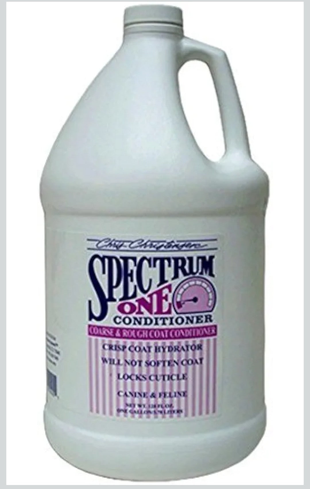 Chris Christensen Spectrum One Ultra Concentrated Dog Conditioner, Makes up to 8 Bottles, Groom Like a Professional, Maintains Inner Cortex Hydration, Coarse and Rough Coat, Made in The USA, 1gal